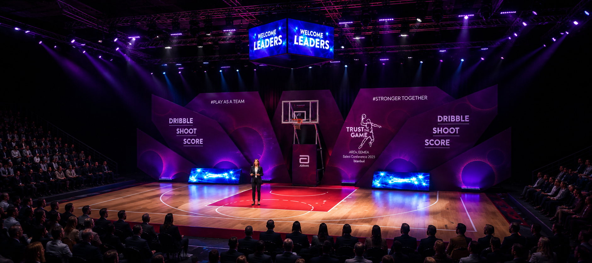 Abbott EMEA sales conference 2023 on basketball court stage
